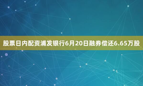 股票日内配资浦发银行6月20日融券偿还6.65万股
