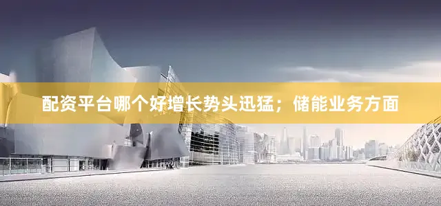 配资平台哪个好增长势头迅猛；储能业务方面